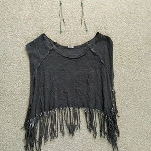 3 for $15 Grey fringe crop top